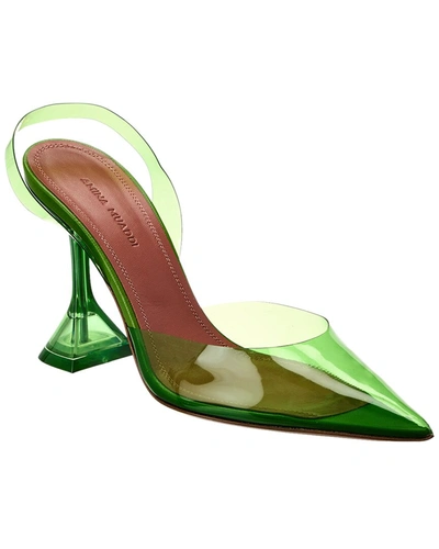 Shop Amina Muaddi Holli Glass Vinyl Slingback Pump In Green