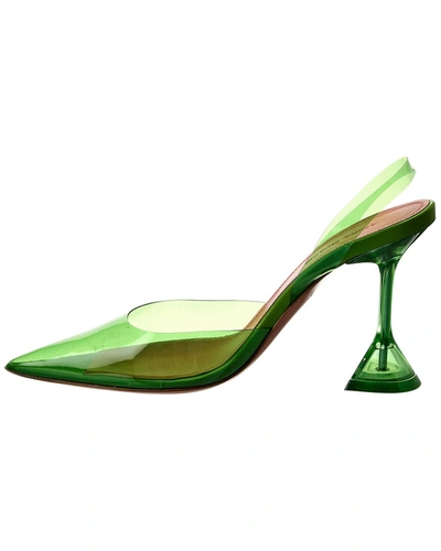 Shop Amina Muaddi Holli Glass Vinyl Slingback Pump In Green