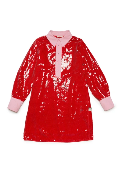Shop N°21 Chemisier Dress In Sequins And Tulle In Red