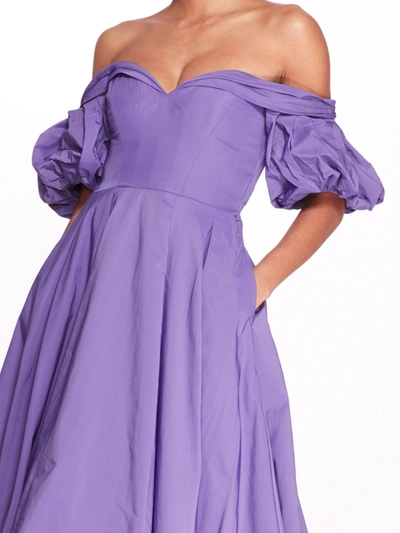 Shop Marchesa Off Shoulder Taffeta Bubble Dress In Violet