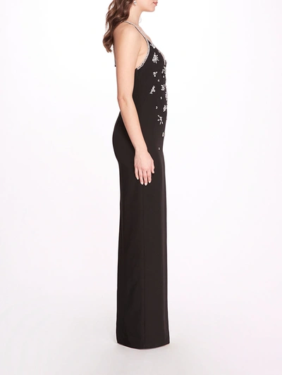 Shop Marchesa Scattered Crystal Column Gown In Black