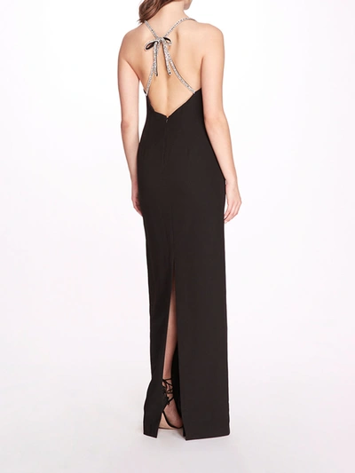 Shop Marchesa Scattered Crystal Column Gown In Black