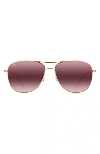 Shop Maui Jim Cliff House 59mm Polarized Aviator Sunglasses In Gold/ Maui Rose