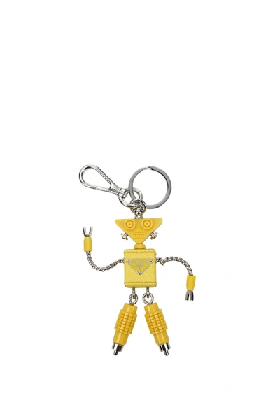 Shop Prada Key Rings Trick Robot Leather Yellow Sun