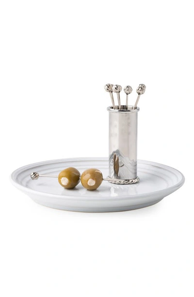 Juliska Graham 9-piece Stainless Steel Cocktail Picks & Holder Set In Silver