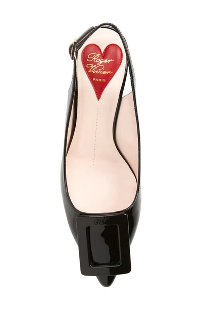 Roger Vivier Virgule 55 Slingback Pumps In Patent Leather In Black