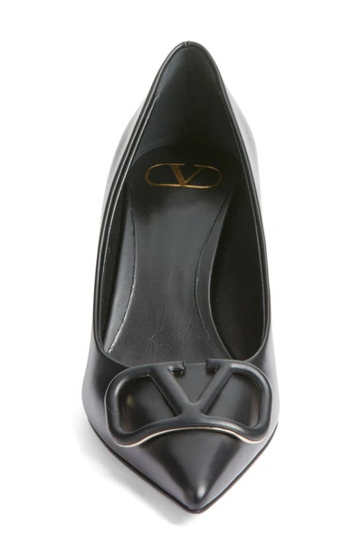 Shop Valentino Garavani Vlogo Kitten Heel Pointed Toe Pump In Black