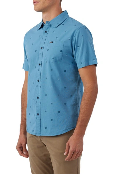 Shop O'neill Quiver Stretch Dobby Button-up Shirt In Blue Shadow
