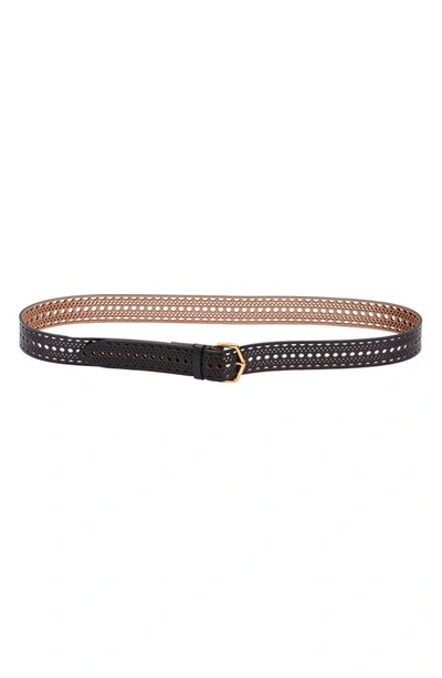 Alaïa Neo Vienne Black Leather Belt In Noir