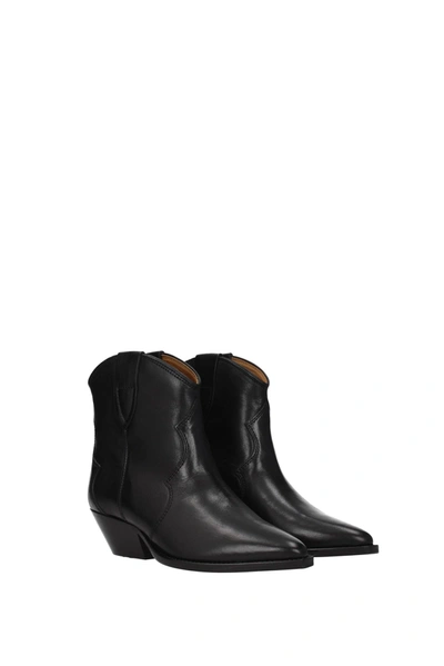 Shop Isabel Marant Ankle Boots Leather Black