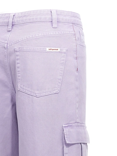 Shop Self-portrait Cargo Jeans Purple