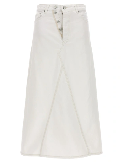 Shop Ganni Denim Skirt Skirts White
