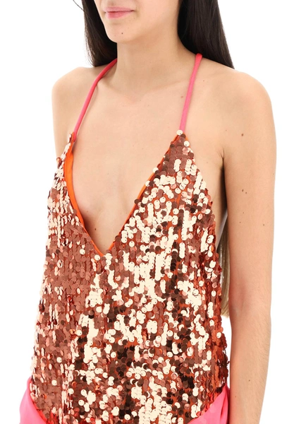 Shop Dsquared2 Mini Sequined Dress With Draped Detail