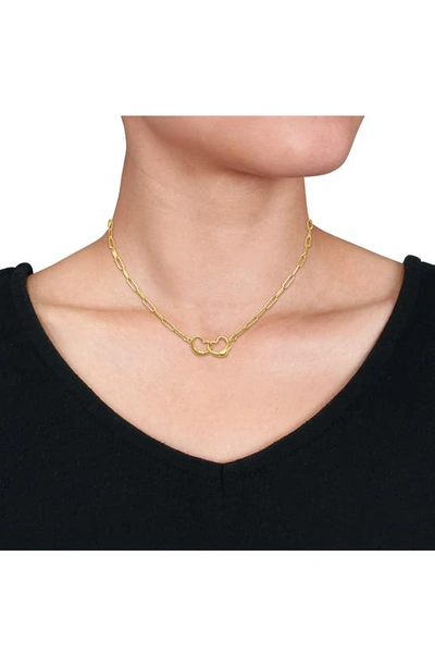 Delmar Open Heart Paperclip Link Necklace In Gold
