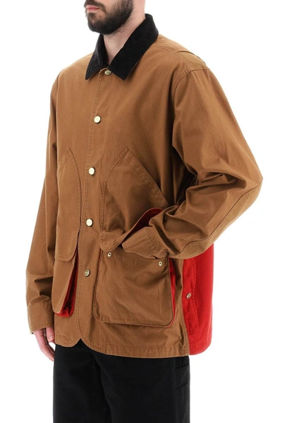 Shop Carhartt Wip 'heston' Cotton Shirt Jacket In Brown
