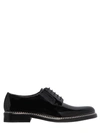 JIMMY CHOO CRYSTAL WELT PATENT LEATHER DERBY SHOES, BLACK