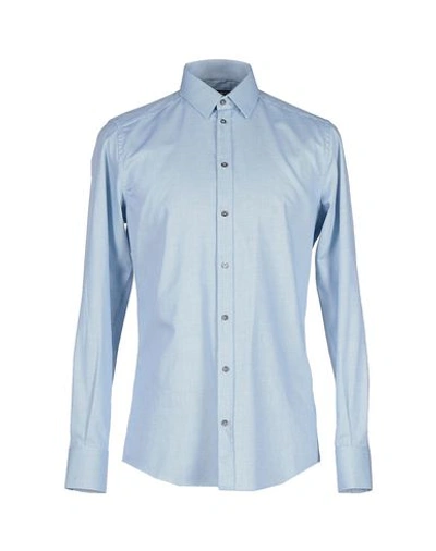 Shop Dolce & Gabbana Patterned Shirt In Sky Blue