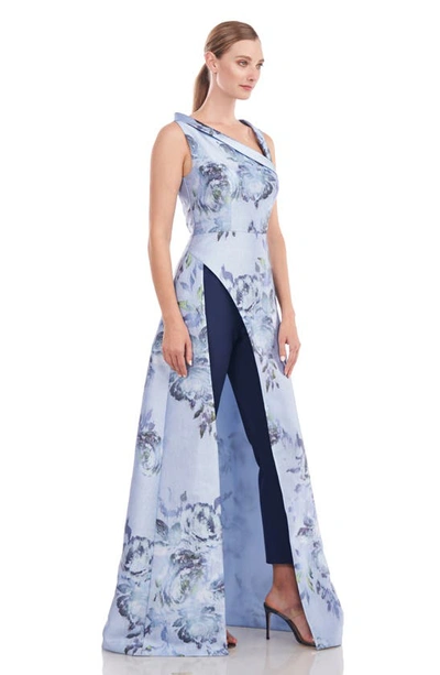 Shop Kay Unger Clairice Maxi Jumpsuit In Blue Dawn Multi