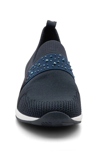 Shop Ara Lynn Knit Slip-on Sneaker In Navy Wovenstretch