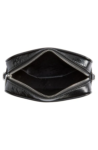 Shop Golden Goose Star Wrinkled Leather Crossbody Camera Bag In Black
