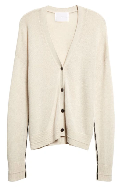 Shop Maria Mcmanus Featherweight Organic Cotton & Recycled Cashmere Blend Cardigan In Crema And Black