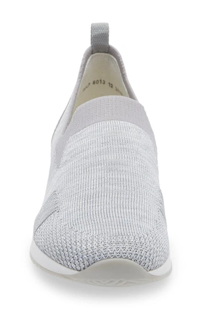Shop Ara Leena Sneaker In Silver Woven Stretch Fabric