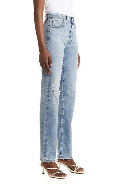 Shop Ag Alexxis Ripped High Waist Straight Leg Jeans In 22 Years Driftwood