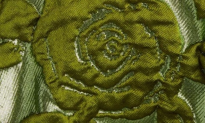 Shop Valentino Rose Moiré Metallic Brocade A-line Skirt In Celery Green