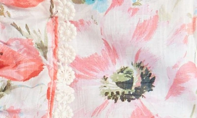 Shop Zimmermann Kids' Halycon Floral Embroidered Trim Cotton Romper In Pink/ Blue Floral