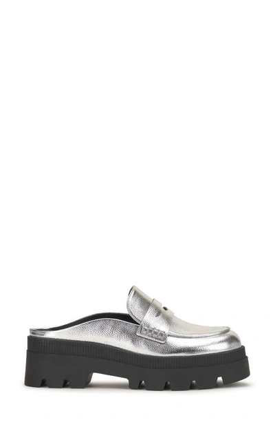 Shop Jessica Simpson Uma Platform Penny Loafer Mule In Silver