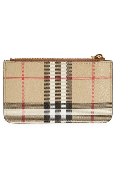 Check and Leather Zip Wallet in Archive Beige/briar Brown - Women |  Burberry® Official