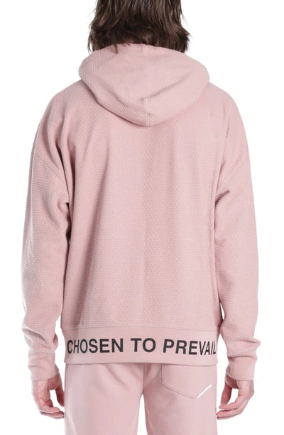 Hvman Waffle Knt Logo Hoodie In Dusty Pink Waffle Knit