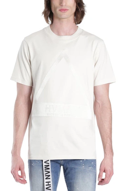 Shop Hvman Triangle Oversize Cotton Logo Graphic Tee In Cream