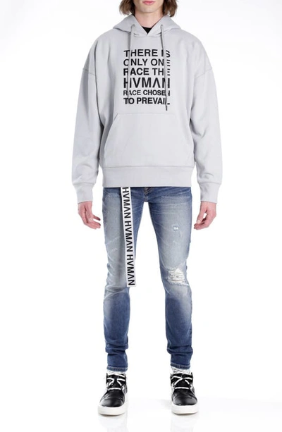 Shop Hvman Embroidered Logo Hoodie In Ghost