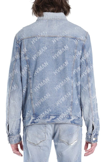Hvman Triangle Denim Logo Trucker Jacket In Acid Repeat