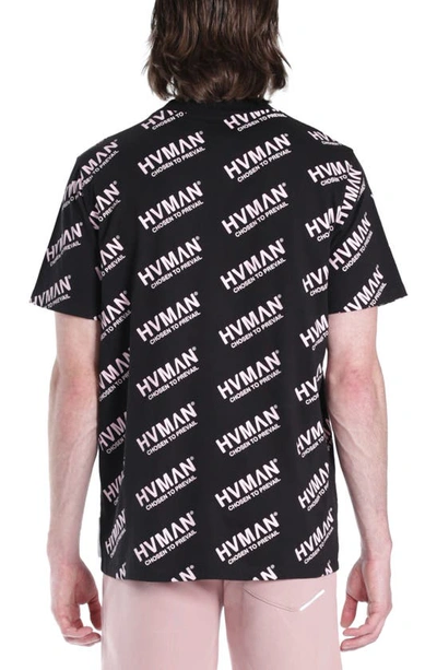 Shop Hvman Cotton Logo Print T-shirt In Black/ Dusty Pink