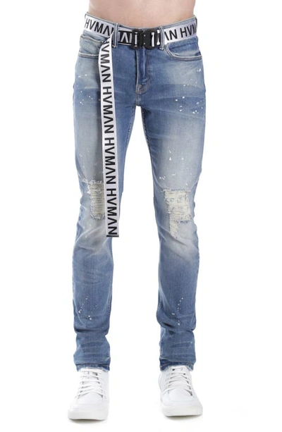Shop Hvman Distressed Skinny Jeans In Lichen