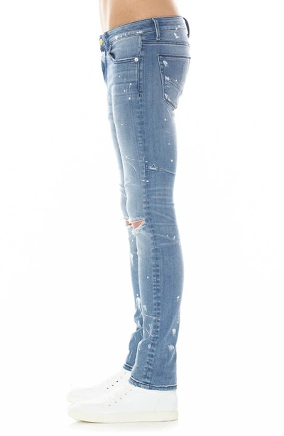 Hvman Strat Bleach Splatter Ripped Super Skinny Jeans In Blue