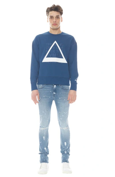 Hvman Strat Bleach Splatter Ripped Super Skinny Jeans In Blue