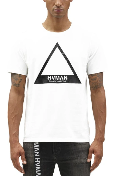 Shop Hvman Triangle Cotton Logo Graphic Tee In White