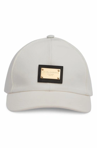 Shop Dolce & Gabbana Logo Plate Baseball Cap In Optic White