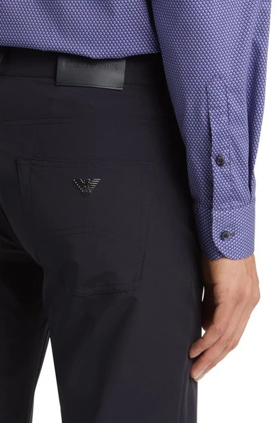 Shop Emporio Armani Tech Stretch 5-pocket Pants In Navy