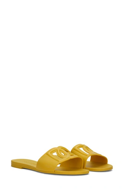 Shop Dolce & Gabbana Bianca Interlock Slide Sandal In Yellow