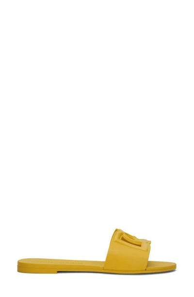 Shop Dolce & Gabbana Bianca Interlock Slide Sandal In Yellow