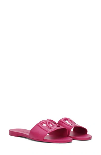 Shop Dolce & Gabbana Bianca Interlock Slide Sandal In Fuchsia