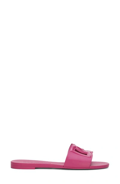 Dolce & Gabbana Bianca Interlock Slide Sandal In Fuchsia
