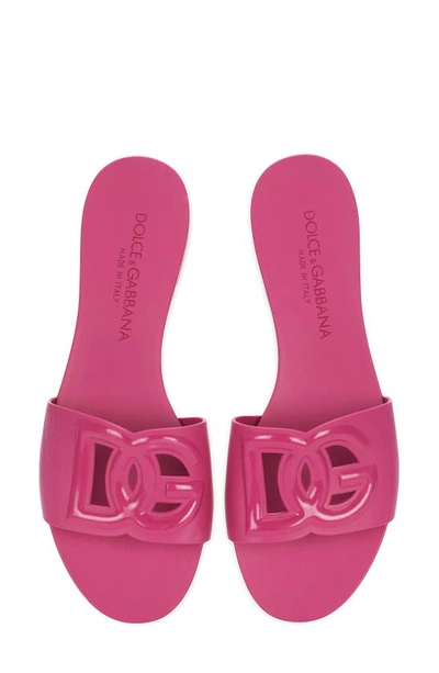 Shop Dolce & Gabbana Bianca Interlock Slide Sandal In Fuchsia