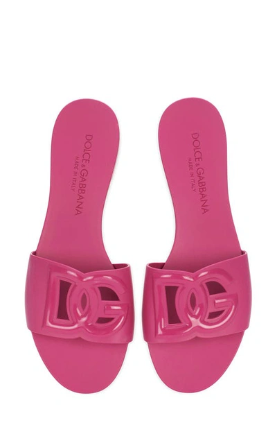 Dolce & Gabbana Bianca Interlock Slide Sandal In Fuchsia