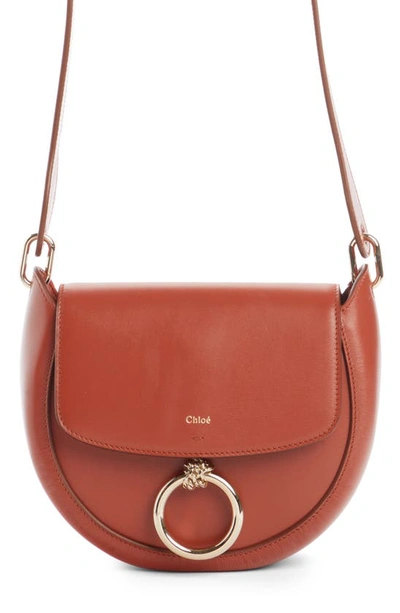 Shop Chloé Small Arlene Leather Crossbody Saddle Bag In Autumn Leaf 845