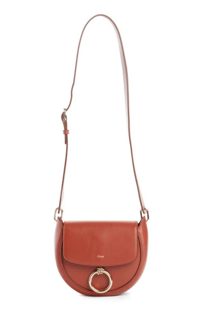 Shop Chloé Small Arlene Leather Crossbody Saddle Bag In Autumn Leaf 845